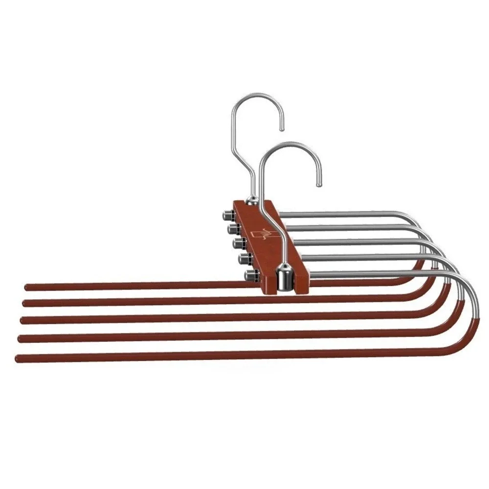 Pants Hanger 2 Pack Mahogany Wooden Closet Organizer Space Saving‎ Collapsible